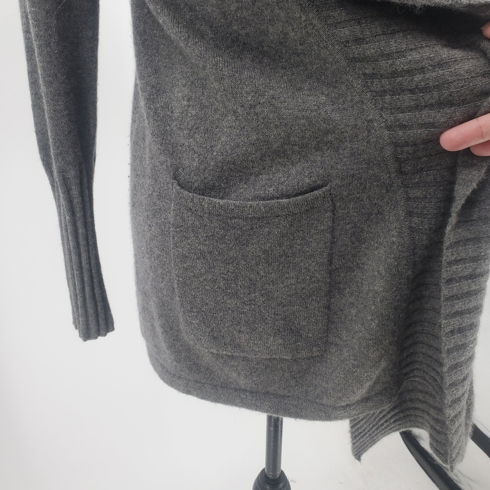 ♡ Scoop NYC Cashmere Gray Cardigan with Ribbed Shawl Collar Size Small - Picture 4 of 9